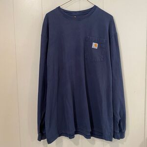 Carhartt Original Fit Long Sleeve Shirt Blue L | Workwear Pocket Tee Men’s Heavy